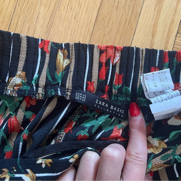 Zara Multicolor Floral Striped Pants XS - Picture 9 of 9